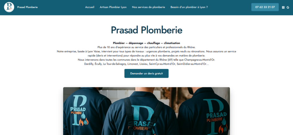 site internet plomberie Lyon